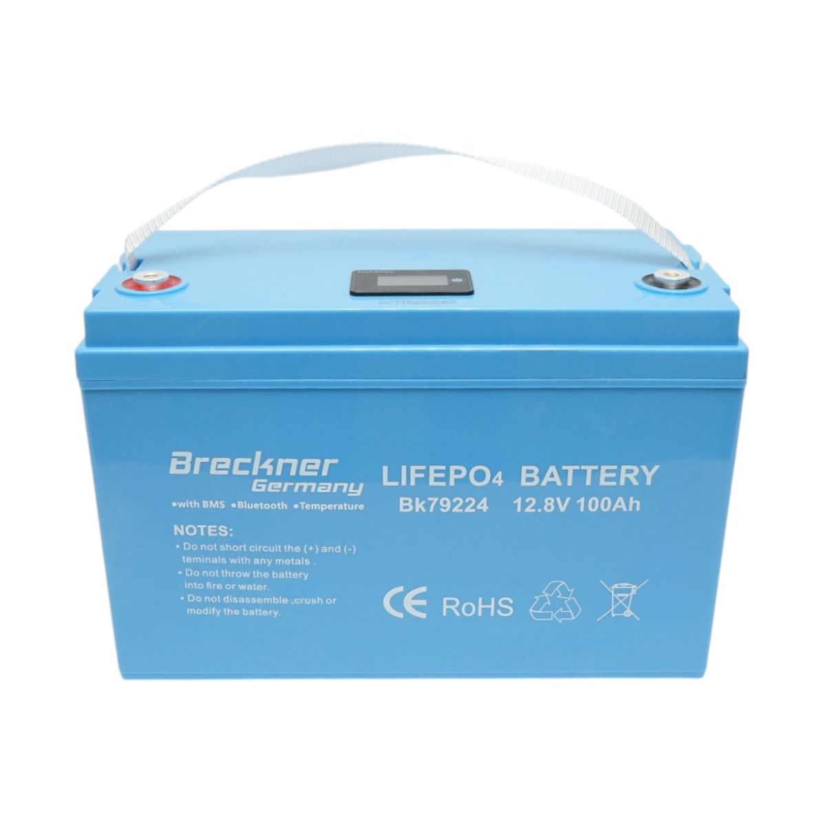 Baterie Li-ion LiFePO4 12.8V, 100Ah cu BMS, Bluetooth si protectie temperatura IP54 Breckner Germany