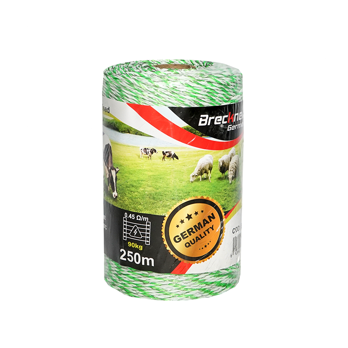 Rola fir verde-alb fi 3mm 3x0.2mm inox, 1x0.25 cupru 0.45 Ohm/m, 250m gard electric Baisan - imagine 2