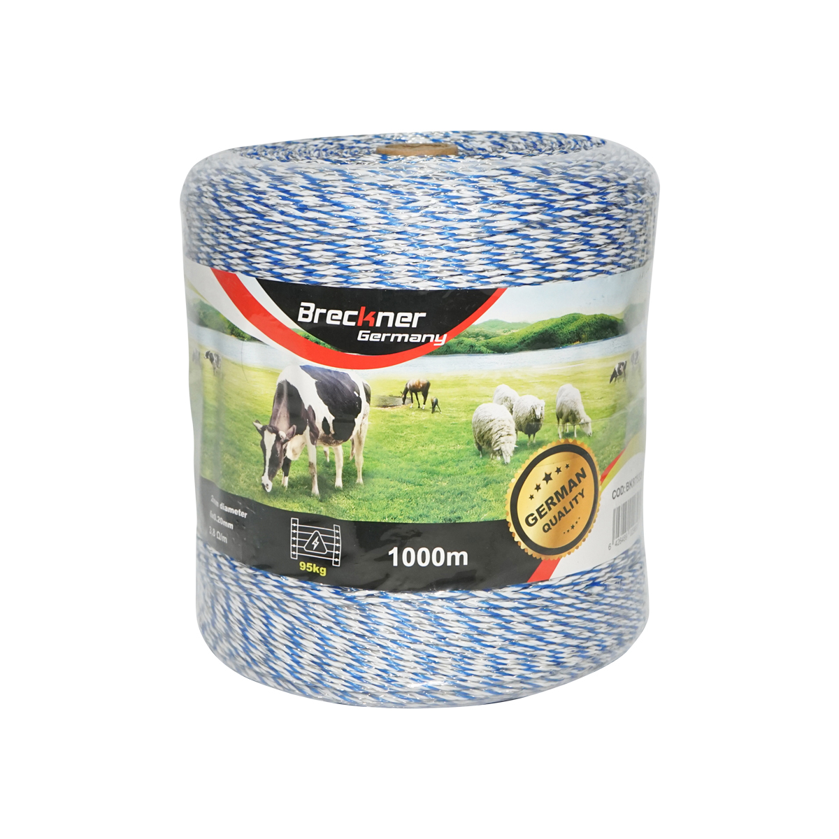 Rola fir albastru-alb fi 2mm 6x0.2mm SS 3.8 Ohm/m, 1000m gard electric 