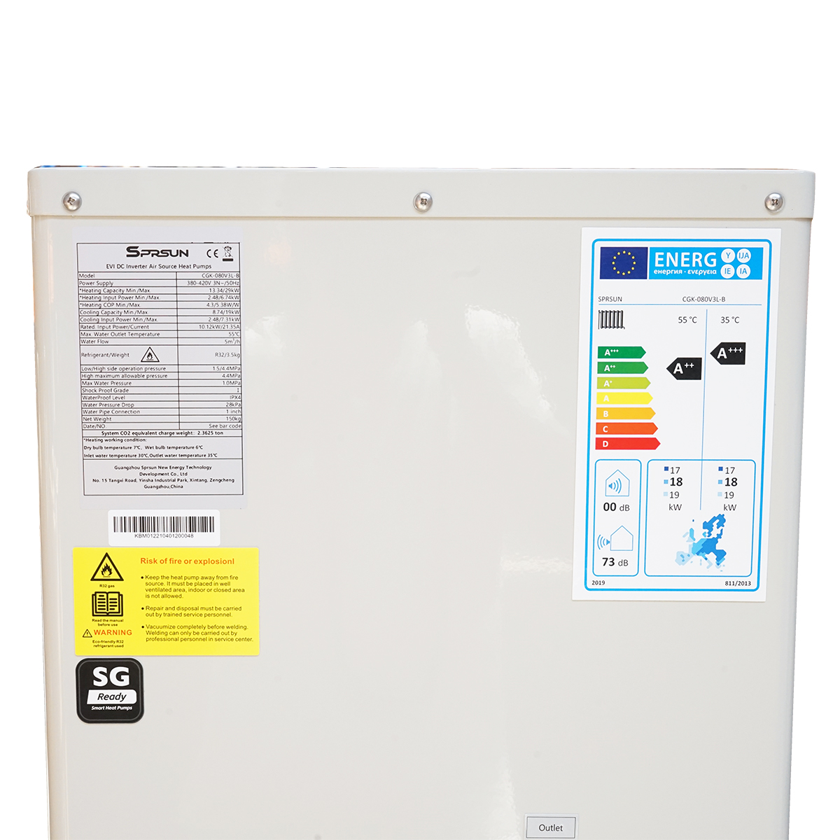 Pompa de caldura aer-apa monobloc 28KW, 380V, A+++ IPX4 SPRSUN - imagine 7