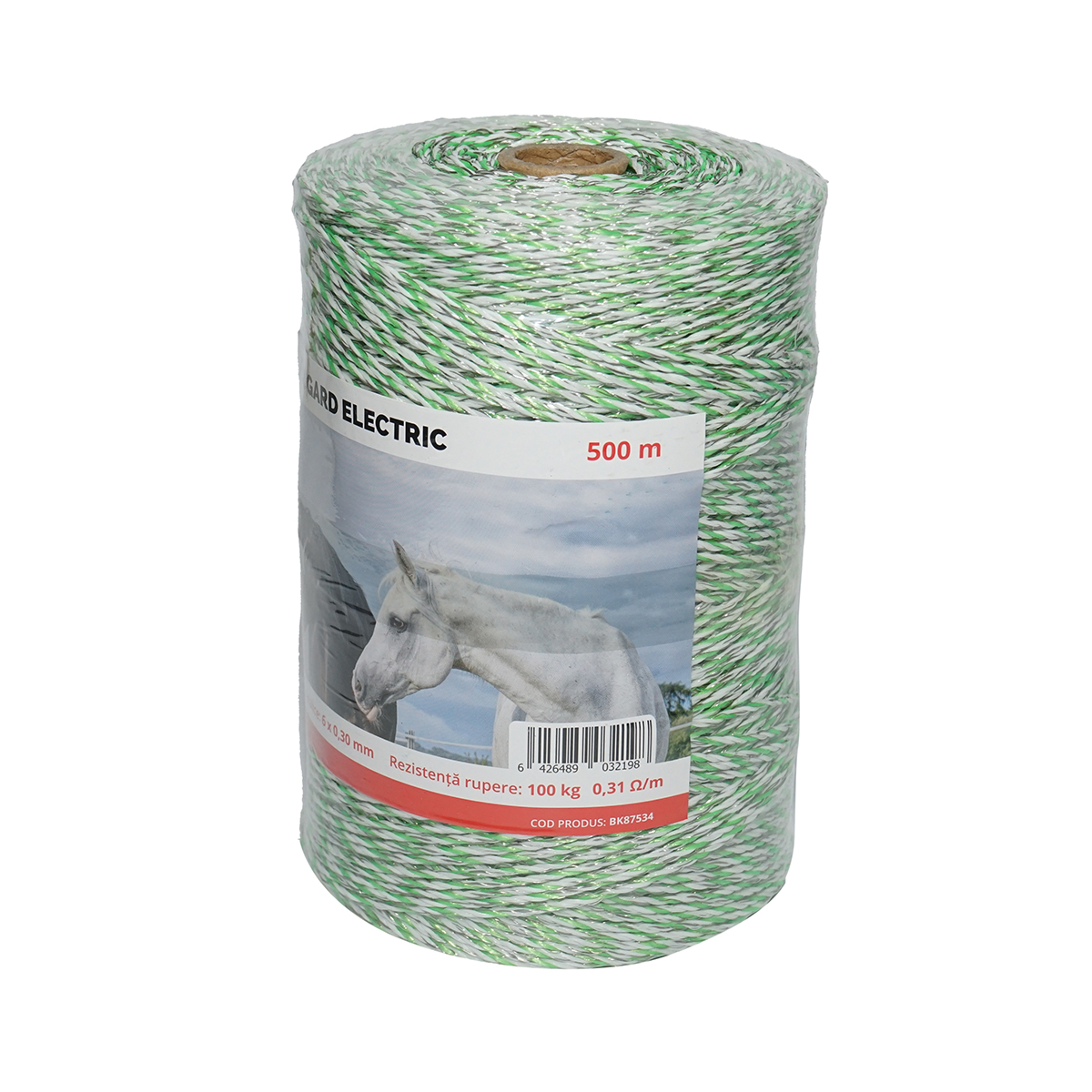 Rola fir verde-alb fi 3mm 6x0.3mm SS 0.31 Ohm/m, 500m gard electric Breckner Germany - imagine 2