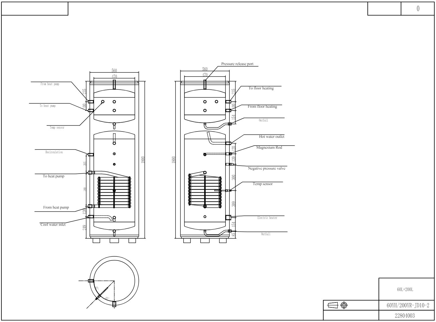 Puffer 60L, Boiler 200L apa calda presurizat 3KW, 220V pentru pompe de caldura SPRSUN - imagine 5