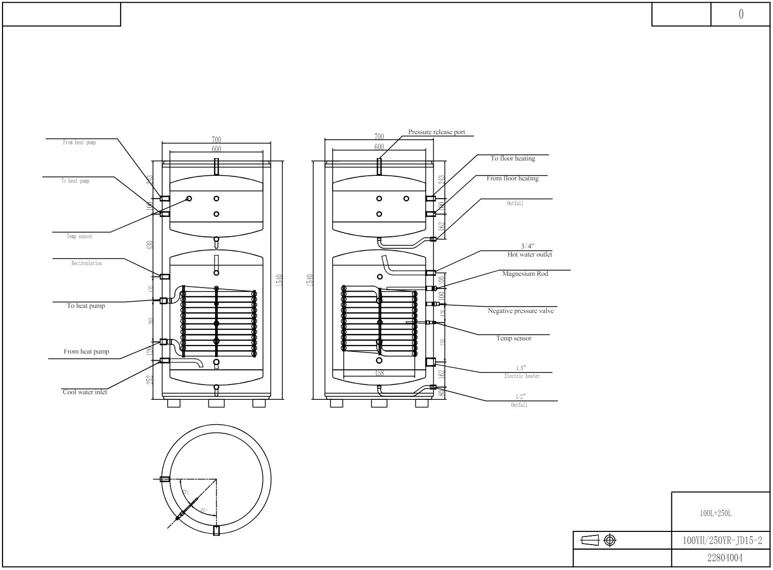 Puffer 100L, Boiler 250L apa calda presurizat 3KW, 220V pentru pompe de caldura SPRSUN - imagine 5