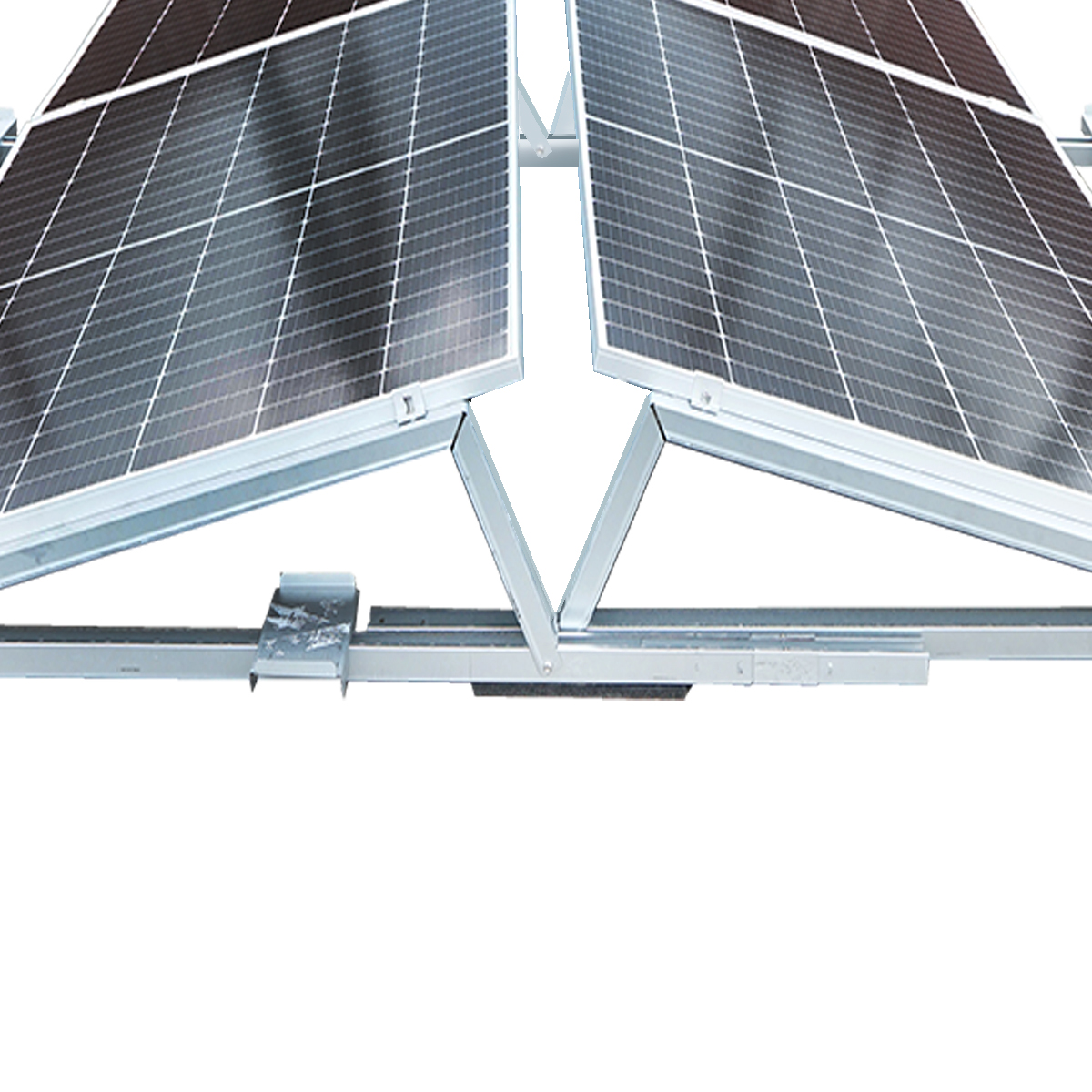 Sistem montaj, structura prinderi 10 panouri solare Est-Vest din otel galvanizat cu profil triunghiular 1700mm - imagine 5