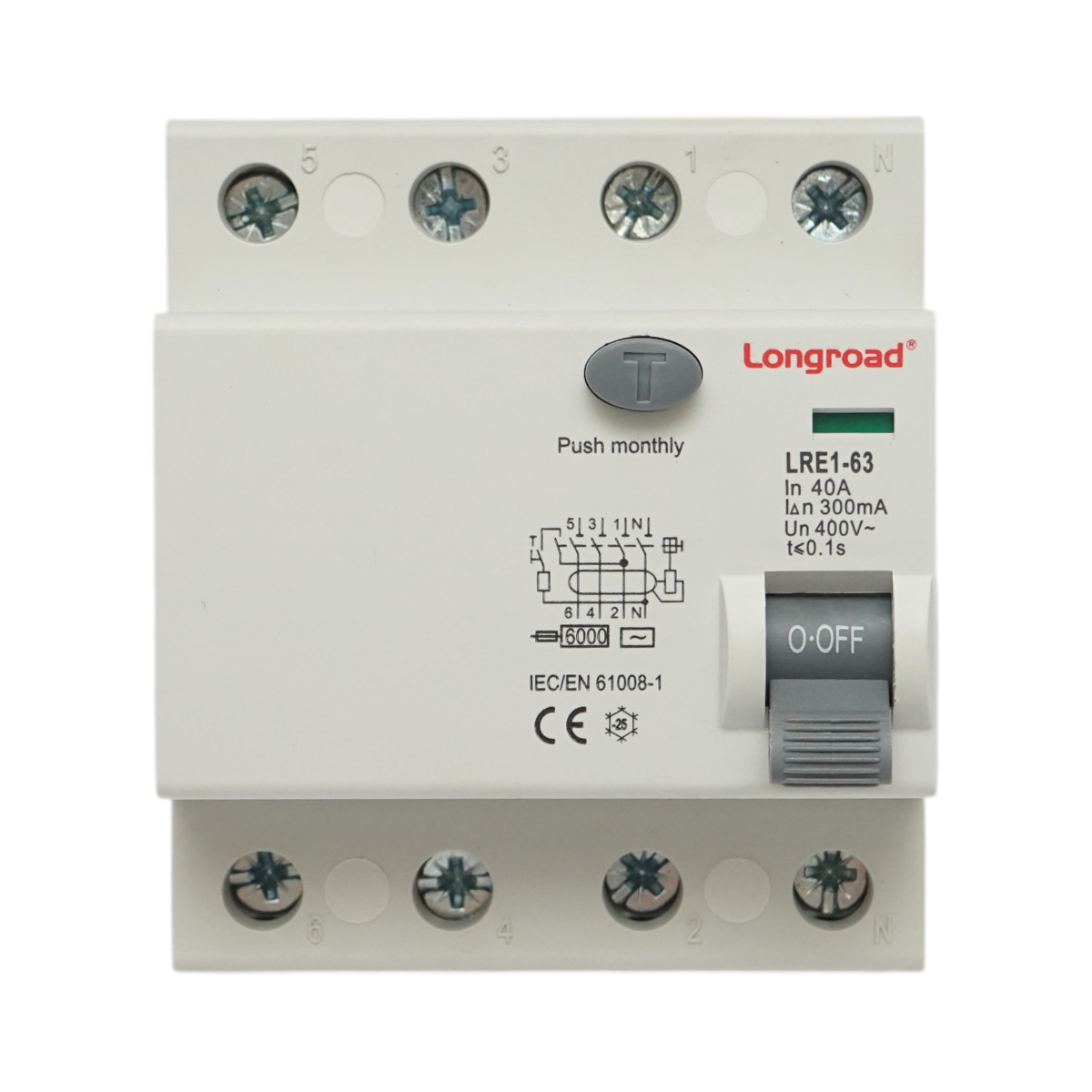 Intrerupator automat diferential RCCB 4P 40A, 400V, 300mA tip AC Longroad