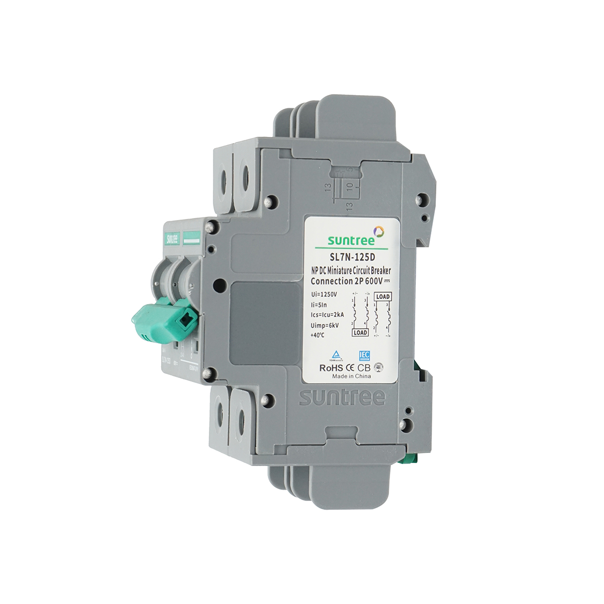 Siguranta automata pentru panouri solare 2P, 100A 600VAC Suntree - imagine 4