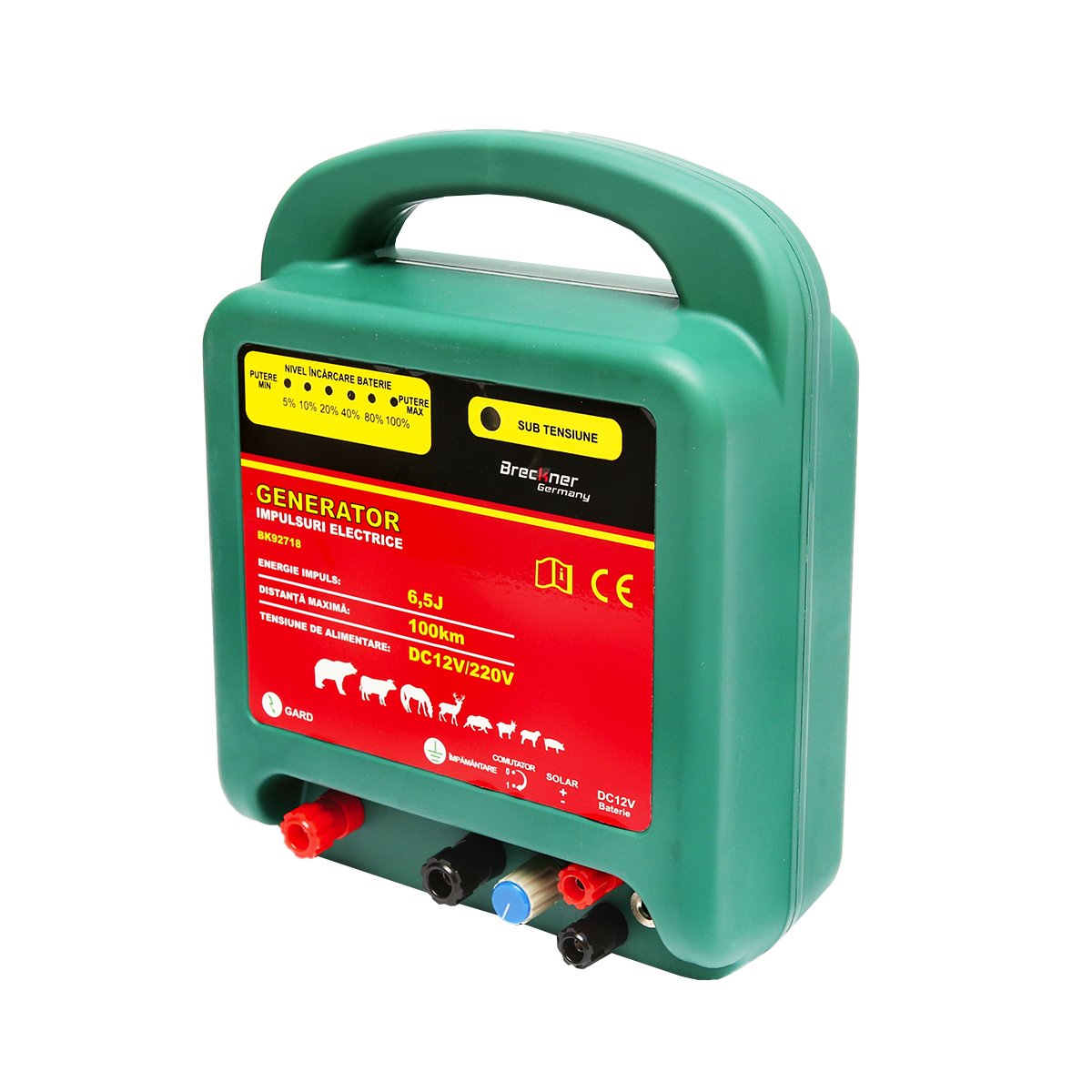 Aparat generator de impulsuri DC12/220V 6.5 Joule, 100Km pentru gard electric Breckner Germany - imagine 2