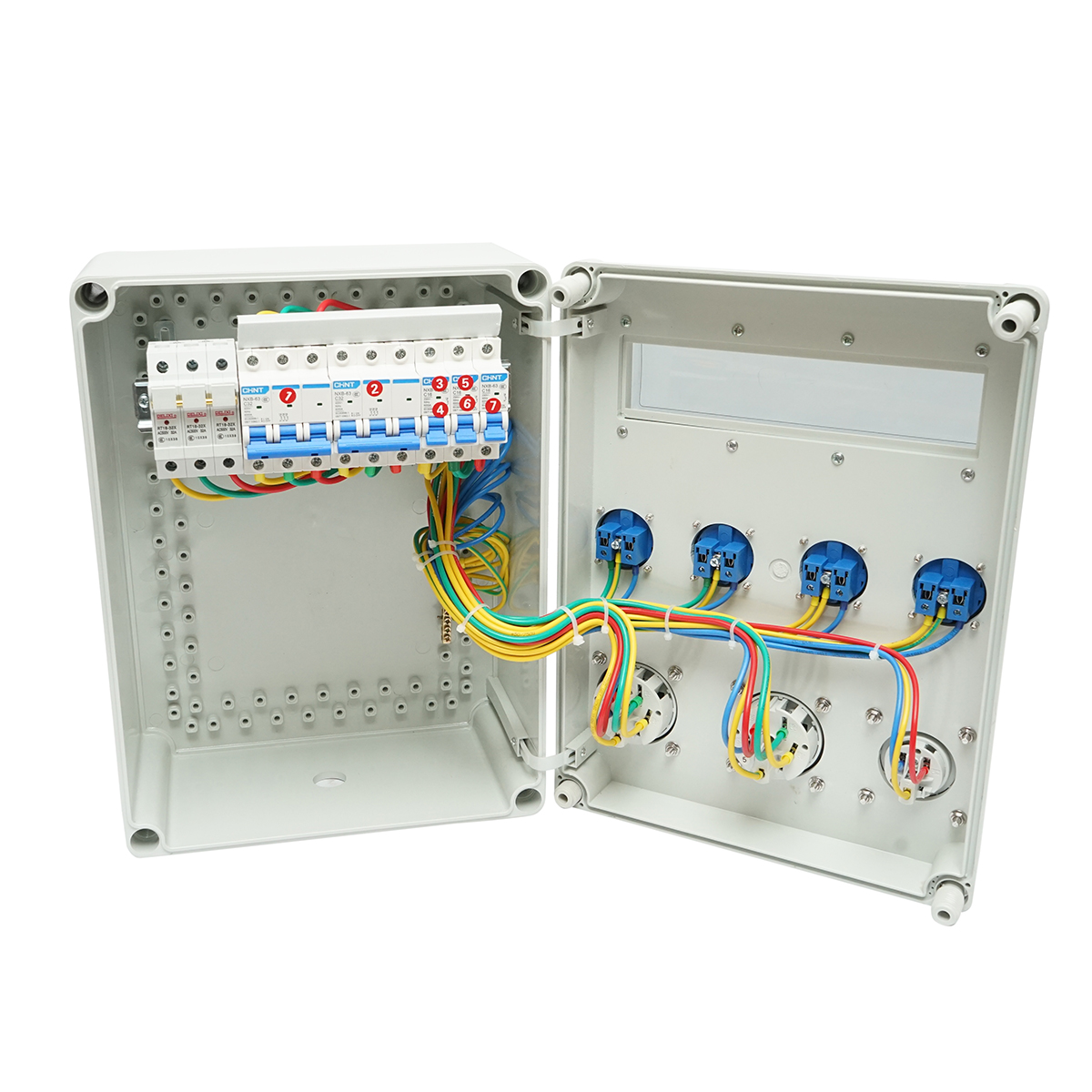 Tablou grup prize organizare santier 4x230V/16A, 2x400V/32A, 1x250V/16A, 12 module 400x300x186mm IP44/IP67 SUNTREE - imagine 2