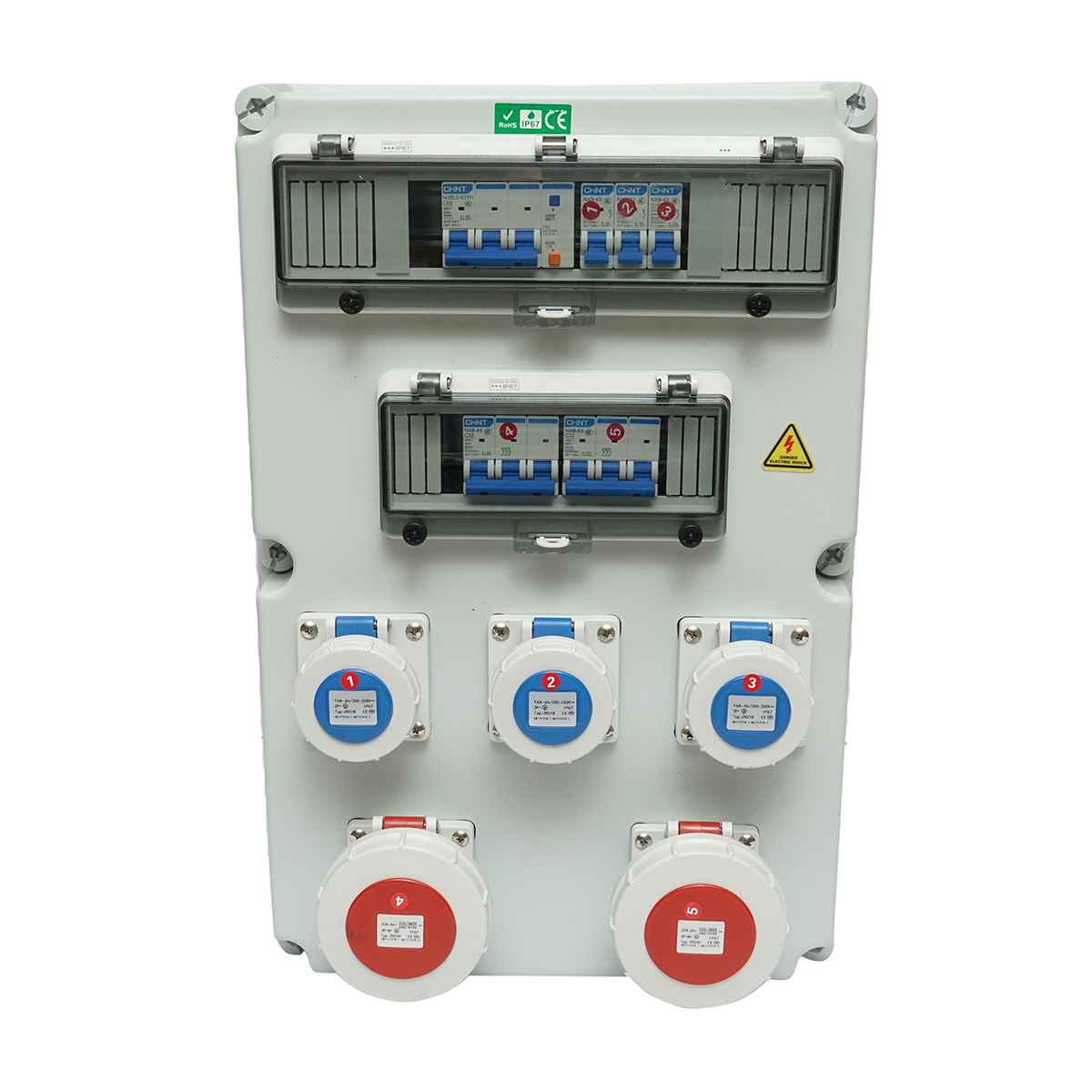 Tablou grup prize organizare santier 2x415V/32A, 3x250V/16A, 18 module 540x360x180mm IP67 SUNTREE