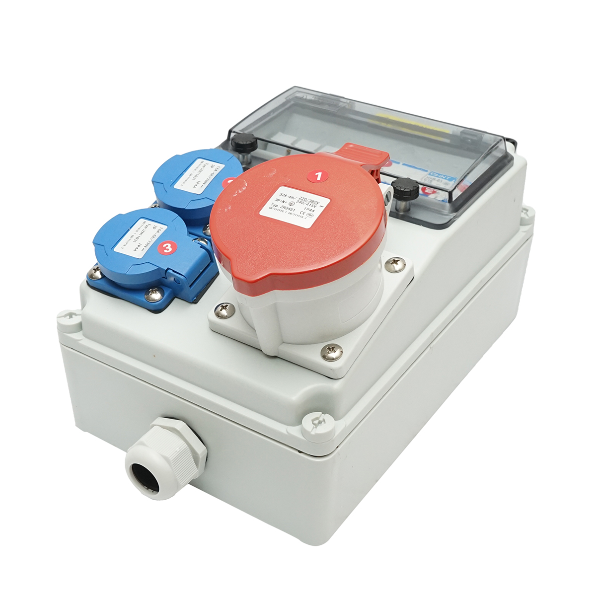 Tablou grup prize organizare santier 1x415V/32A, 2x230V/16A, 260x170x140mm IP44/IP66 SUNTREE - imagine 3