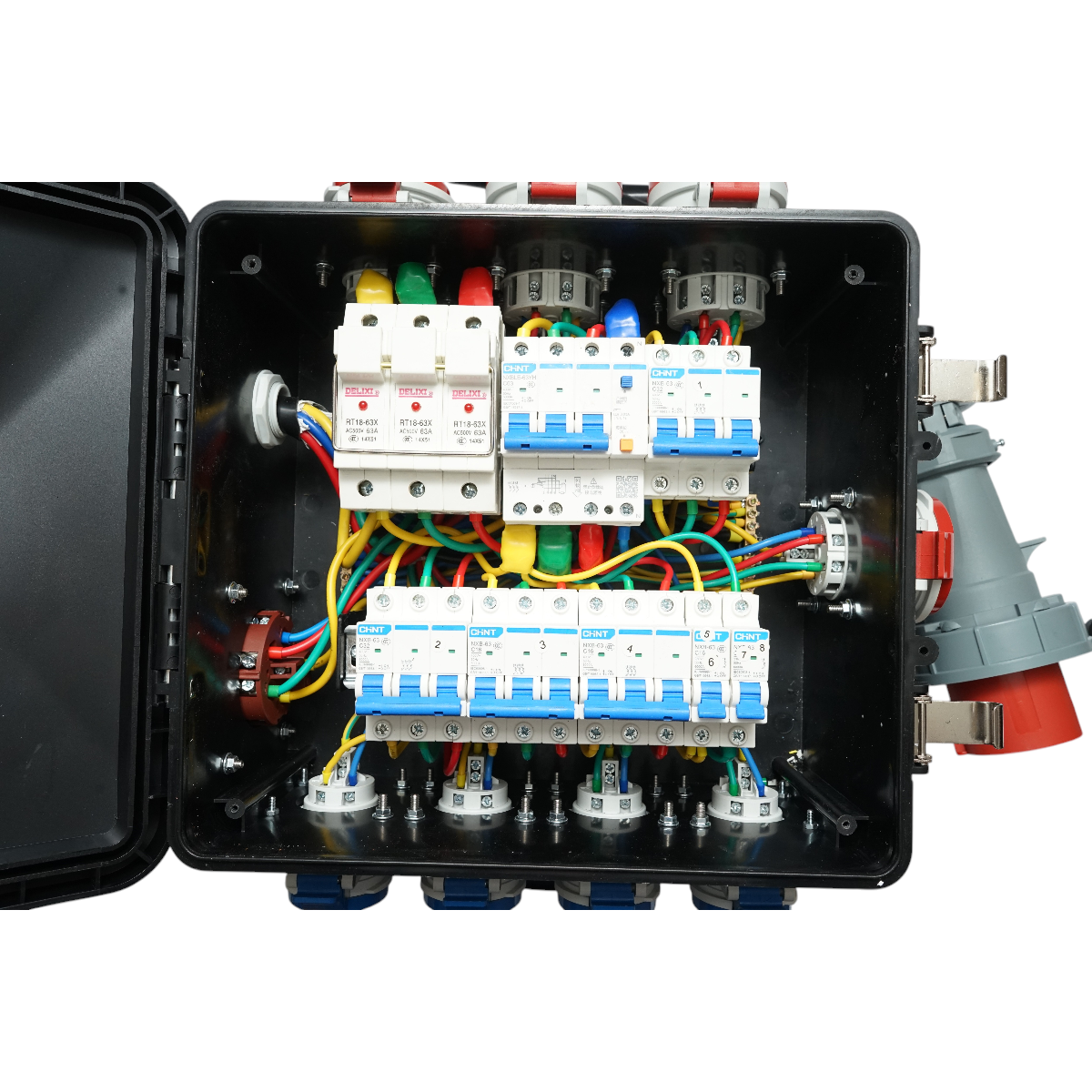 Tablou grup prize organizare santier portabil 2x415V/16A, 2x415V/32A, 4x250V/16A, 370x340x330mm IP44/IP54 Breckner Germany - imagine 7