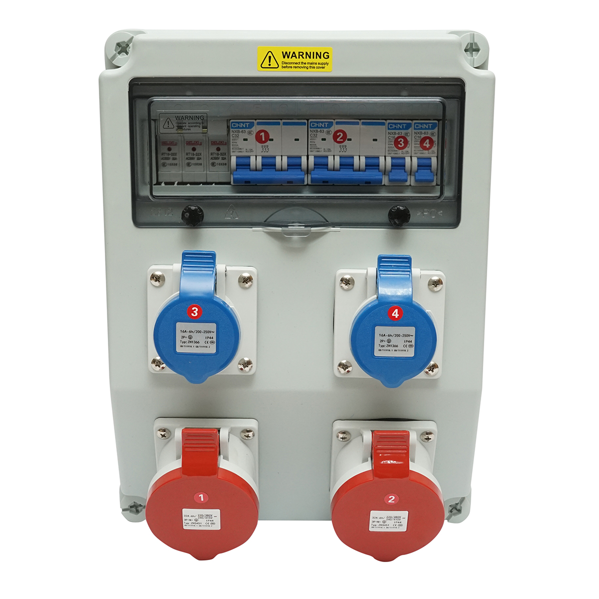 Tablou grup prize organizare santier 2x250V/16A, 2x415V/32A, 380x280x150mm IP44/IP67 SUNTREE