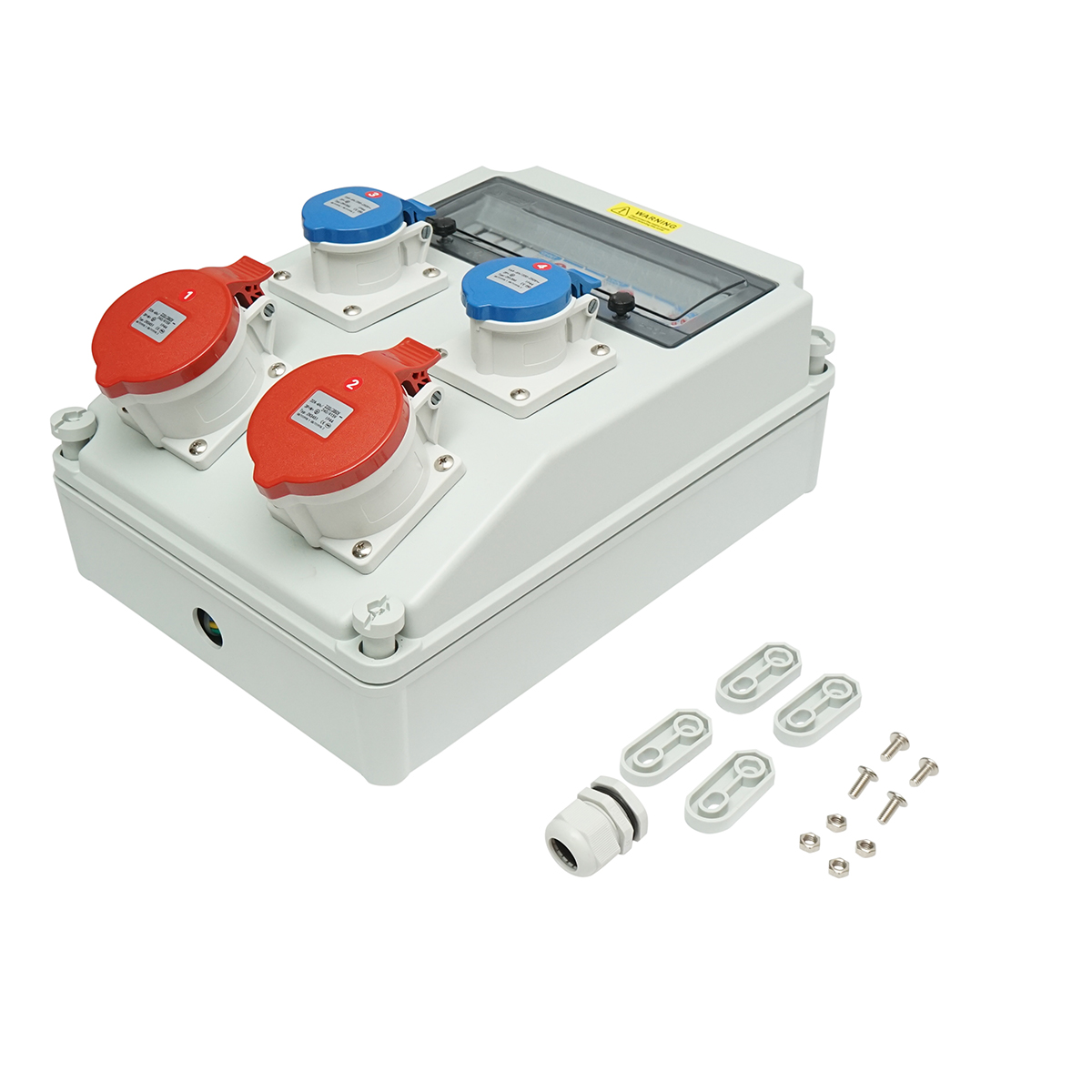 Tablou grup prize organizare santier 2x250V/16A, 2x415V/32A, 380x280x150mm IP44/IP67 SUNTREE - imagine 3