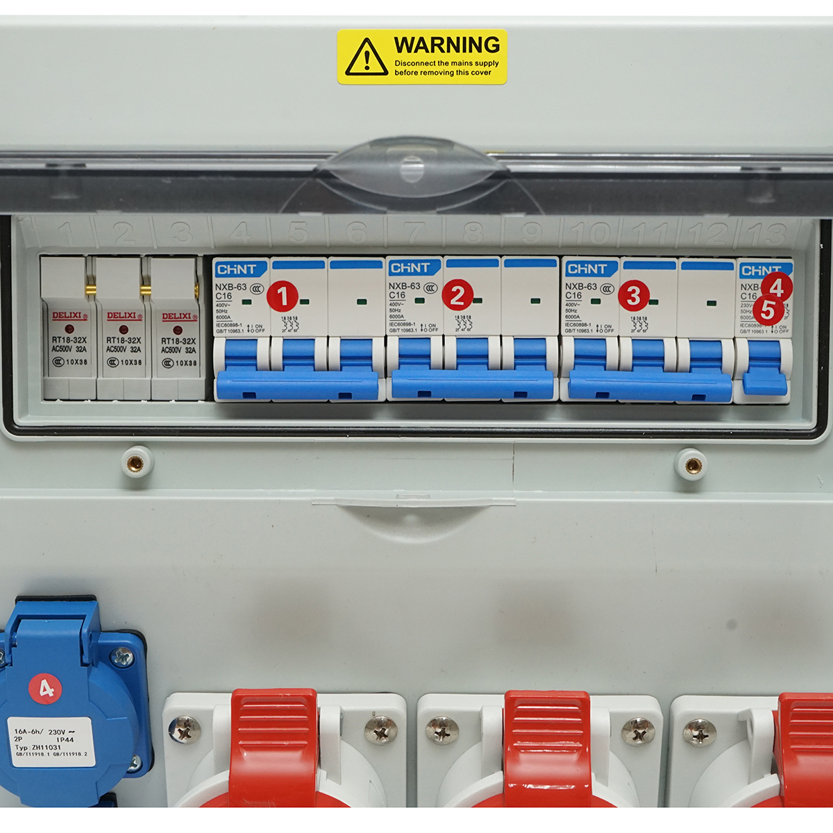 Tablou grup prize organizare santier 2x230V/16A, 3x415V/16A, 330x330x170mm IP44/IP67 SUNTREE - imagine 5