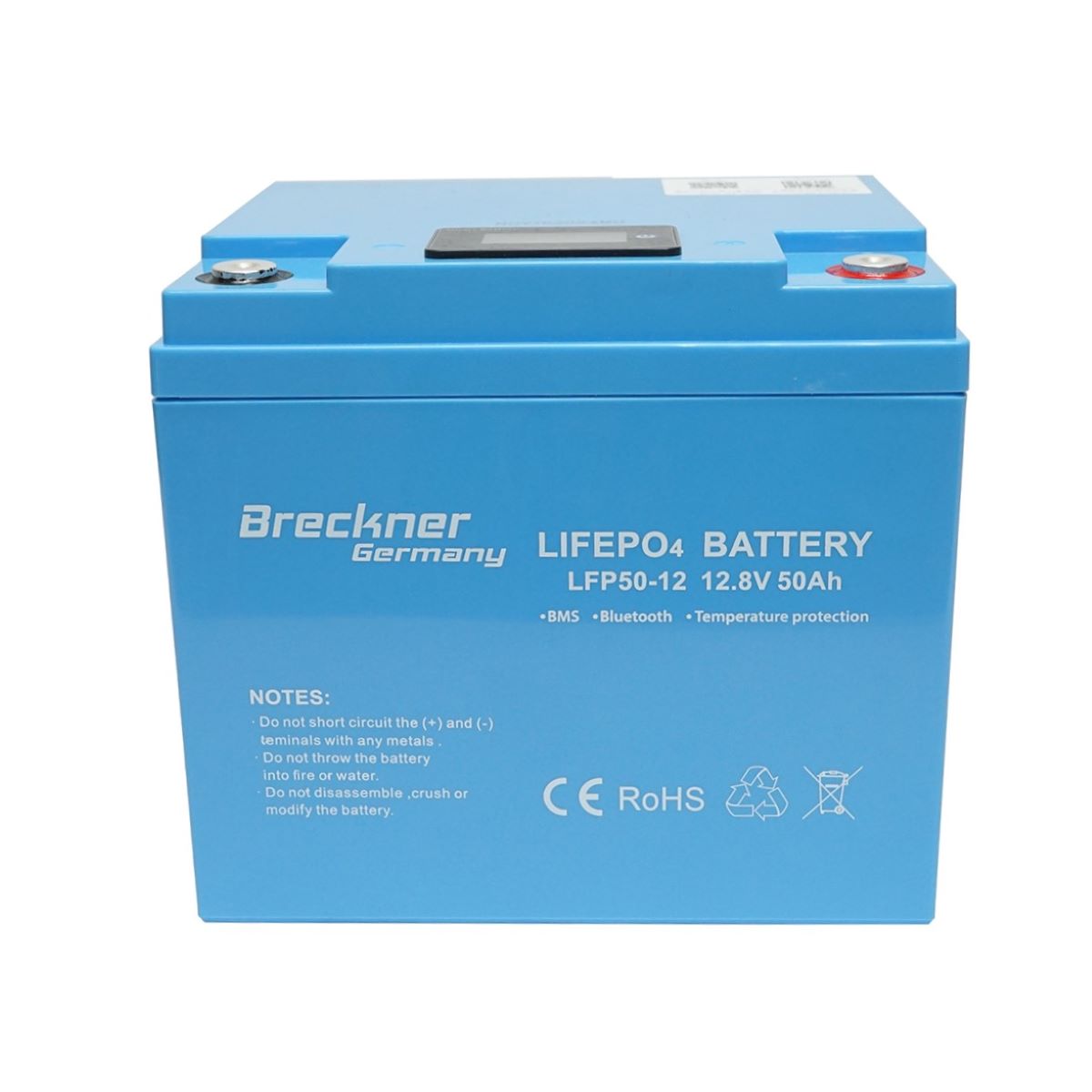 Baterie Li-ion LiFePO4 12.8V, 50Ah cu BMS, Bluetooth, LCD display si protectie temperatura Breckner Germany