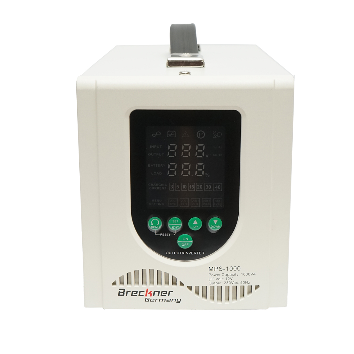 UPS cu invertor centrala termica 700W/1000VA, unda sinusoidala pura 12V/230V, 2 prize schuko, afisaj LCD, AVR Breckner Germany