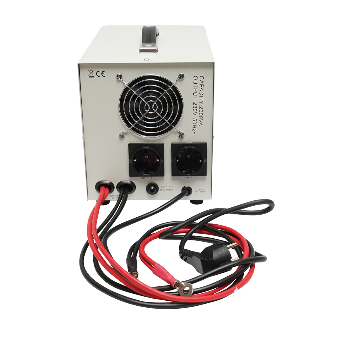 UPS cu invertor centrala termica 1400W/2000VA, unda sinusoidala pura 24V/230V, 2 prize schuko, afisaj LCD, AVR Breckner Germany - imagine 2