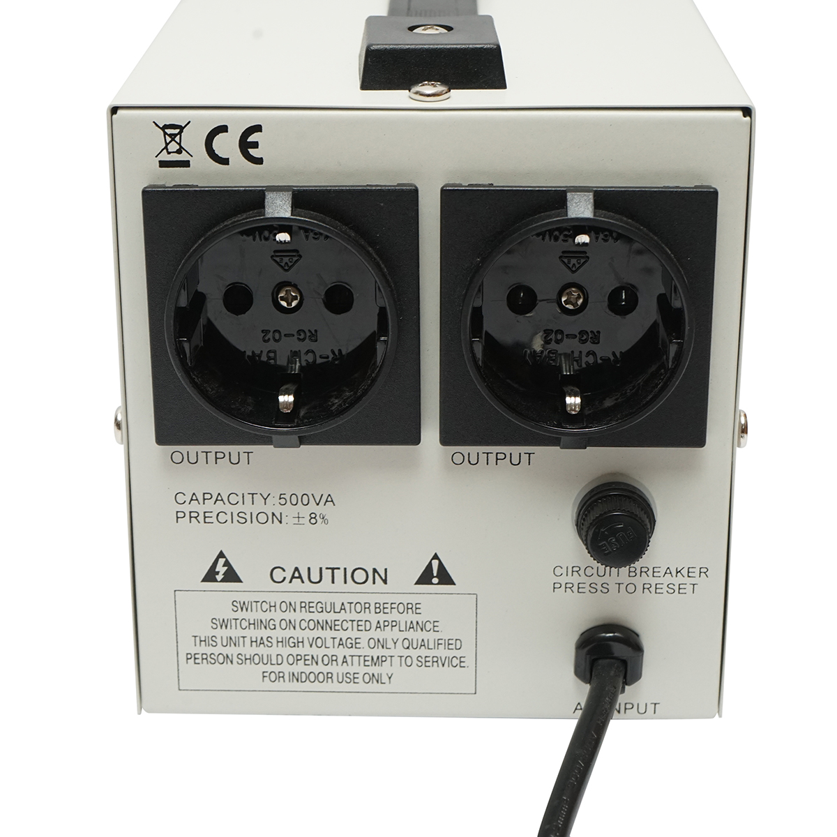 Stabilizator automat de tensiune 500VA, 140-260V cu releu monofazat, 2 prize schuko 230V, afisaj LCD Breckner Germany - imagine 5