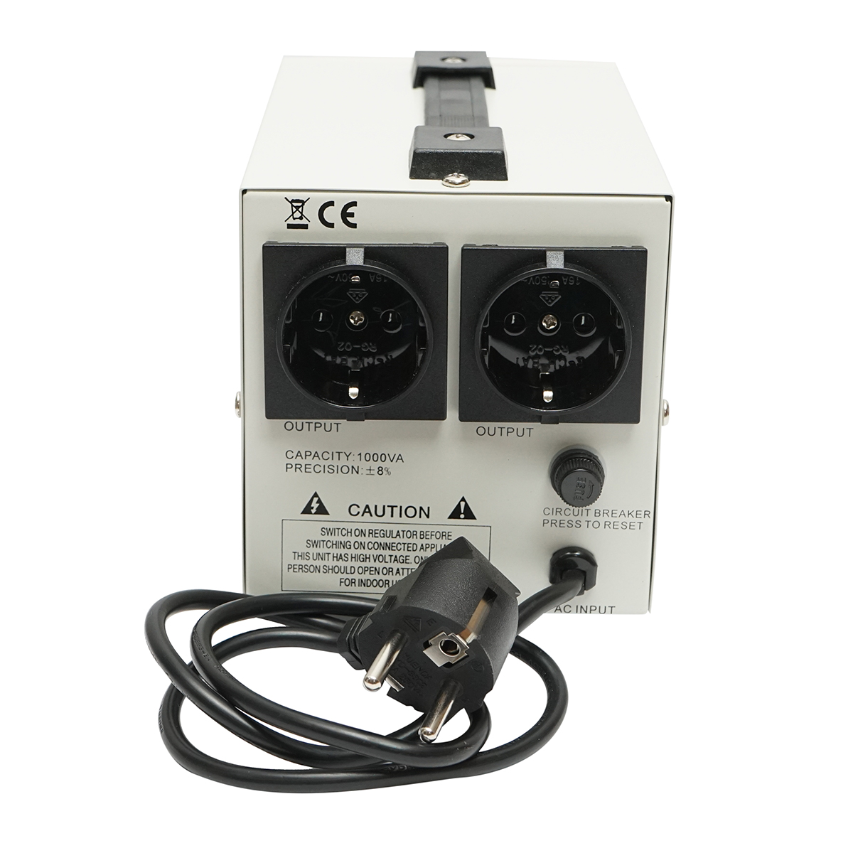 Stabilizator automat de tensiune 1000VA, 140-260V cu releu monofazat, 2 prize schuko 230V, afisaj LCD Breckner Germany - imagine 2