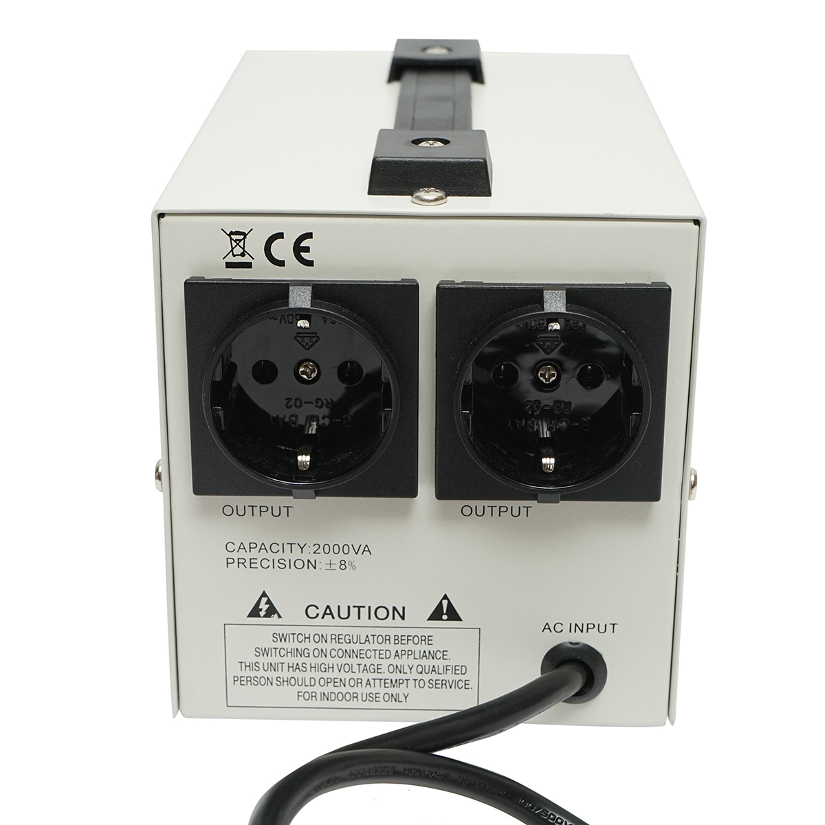 Stabilizator automat de tensiune monofazic cu releu 2000VA, 140-260V, 2 prize schuko 230V, afisaj LCD Breckner Germany - imagine 5