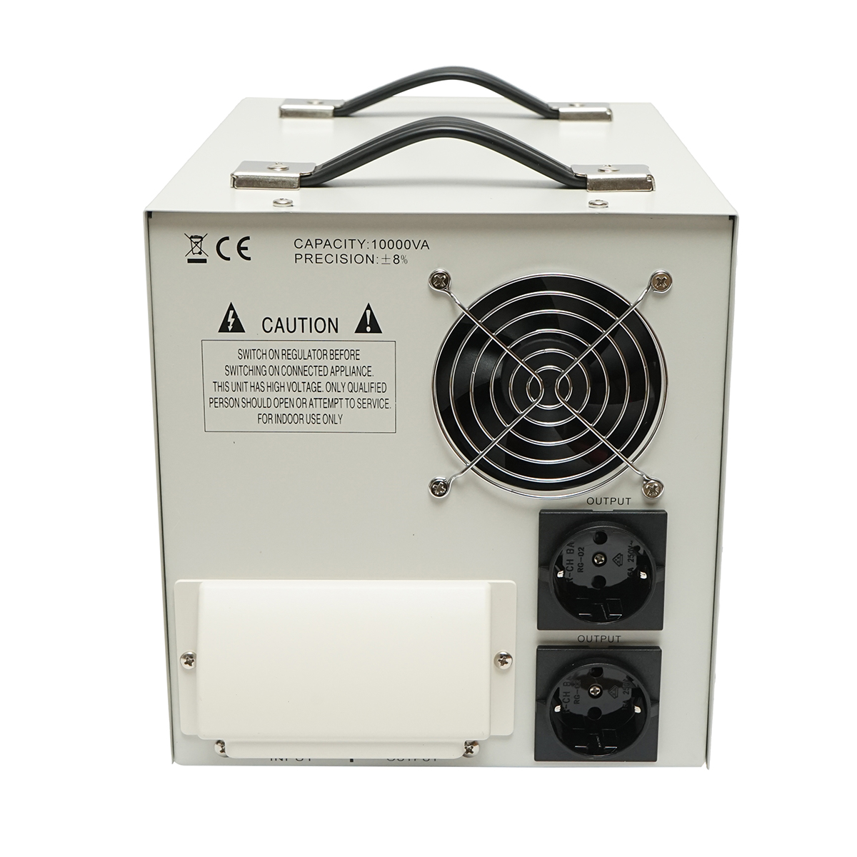 Stabilizator automat de tensiune 10000VA, 140-260V cu releu monofazat, 2 prize schuko 230V, afisaj LCD Breckner Germany - imagine 2