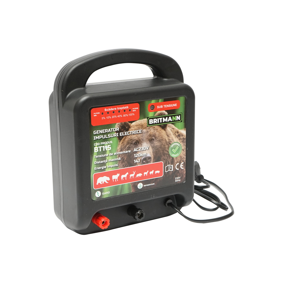 Aparat generator de impulsuri 14 Joule pentru gard electric 230V, 120Km Britmann - imagine 3