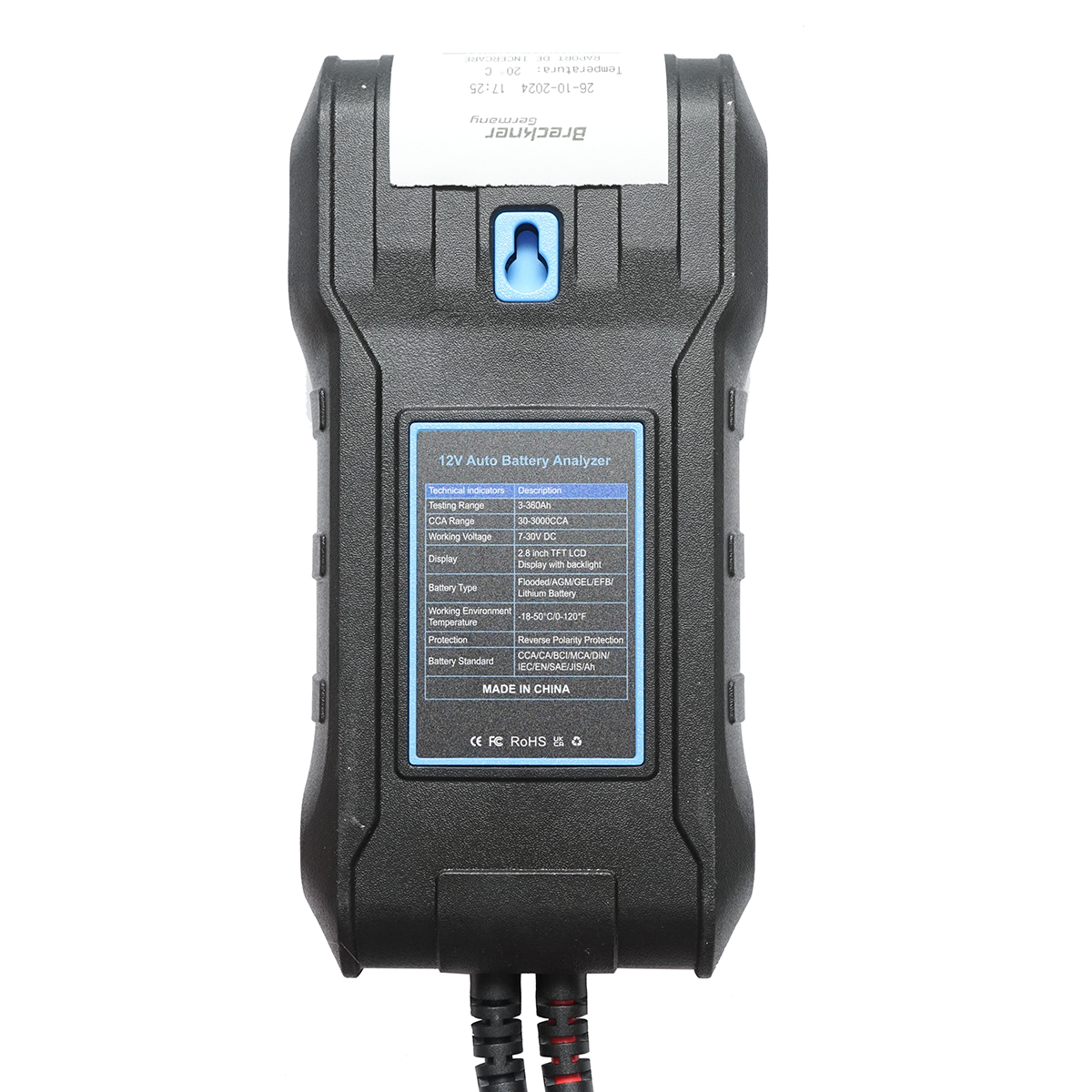Tester baterie digital cu imprimanta 12-24V, testare 3-360 Ah, protectie polaritate inversa, afisaj LCD color - imagine 4