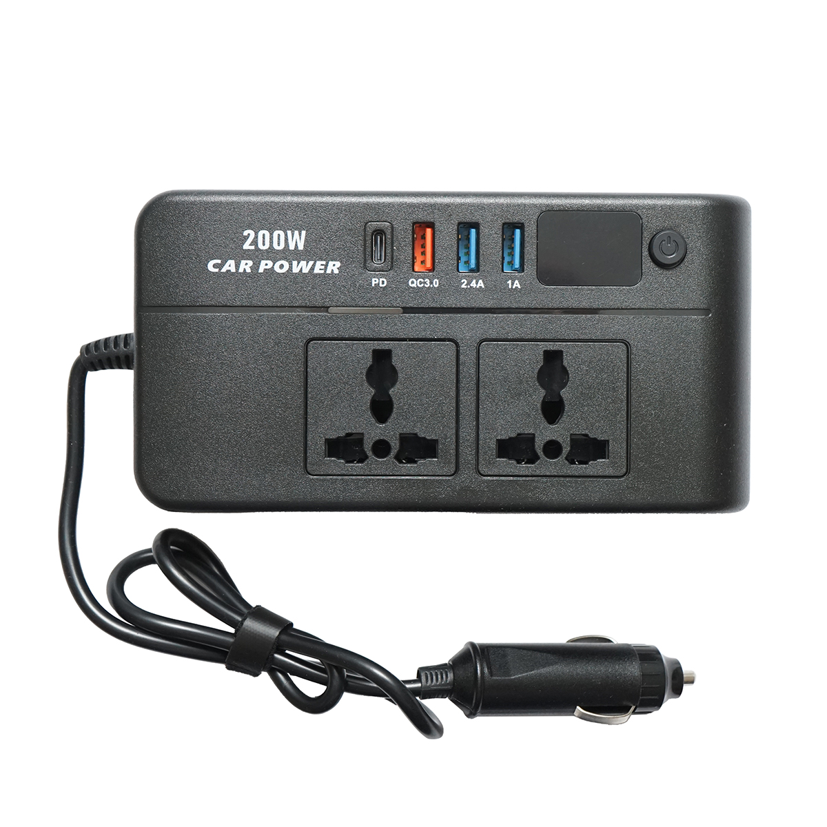 Invertor tensiune 12V-220V 200W, unda sinusoidala modificata, port USB, USB-C, iesire dubla AC