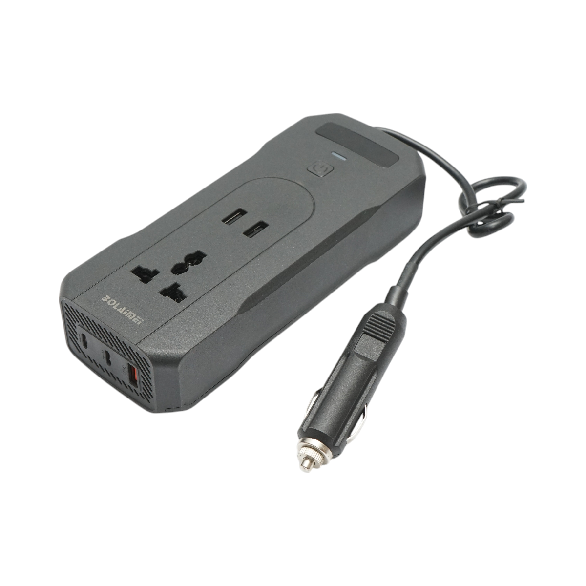 Invertor tensiune 12V-220V 200W, display digital LED, unda sinusoidala modificata, port USB, USB-C, iesire AC pentru laptop, telefon, frigider auto