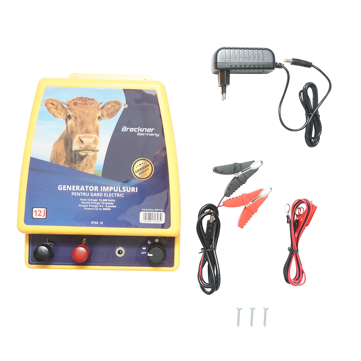 Aparat generator de impulsuri 12 Joule pentru gard electric 12V/220V Breckner Germany