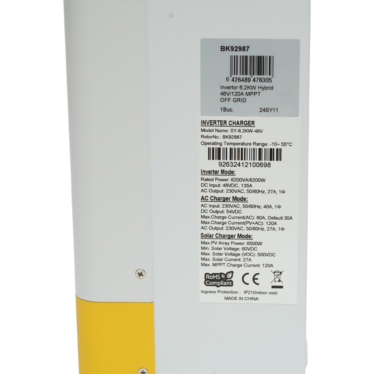 Invertor solar hibrid 6.2KW, 48VDC 135A, MPPT 120A, monofazic, OFF-GRID, functie paralel SY-6.2K-48V Breckner Germany - imagine 5