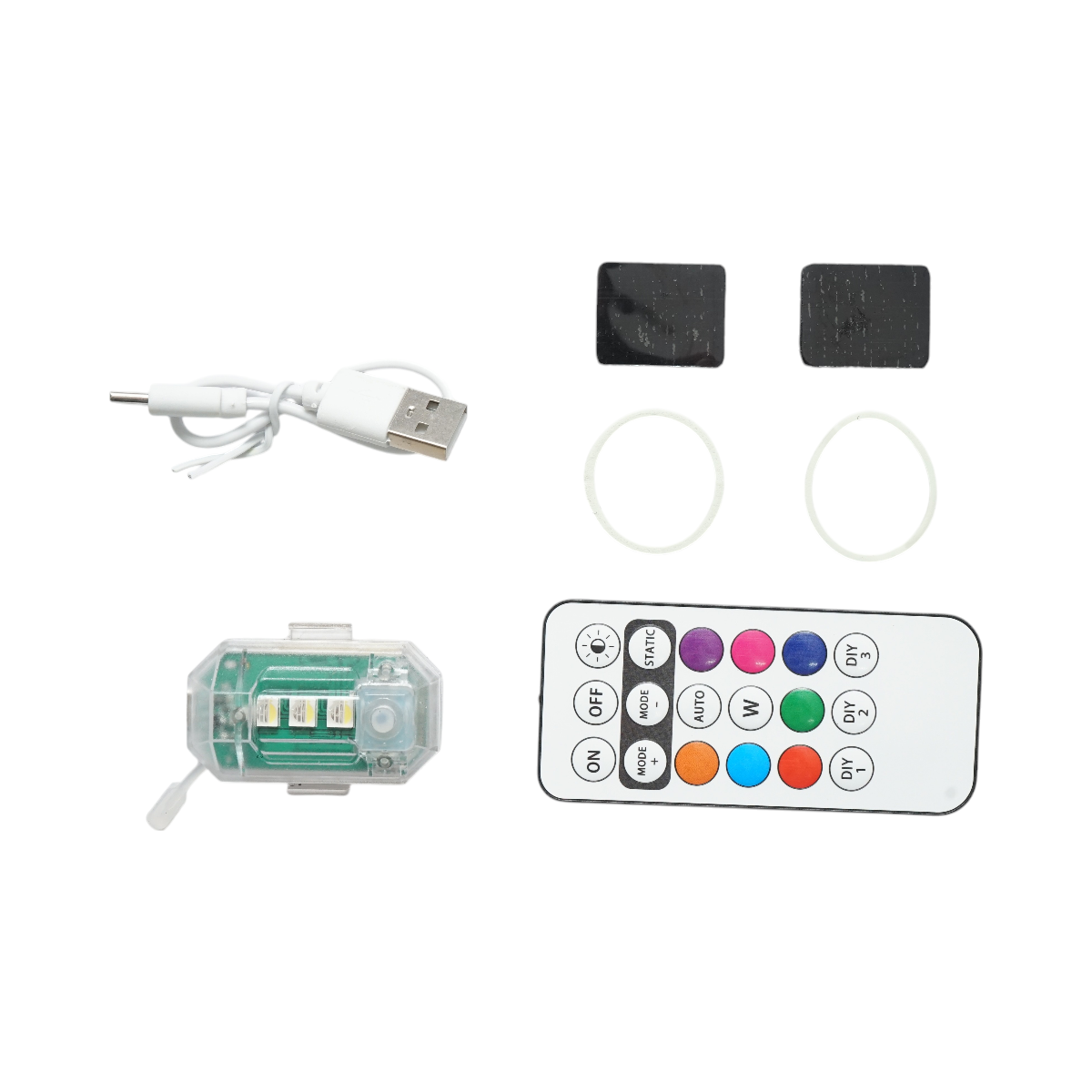 Lampa LED RGB stroboscopica cu telecomanda, 10 moduri, 8 culori, baterie litiu 150mAh reincarcabila USB-C IP65 - imagine 2