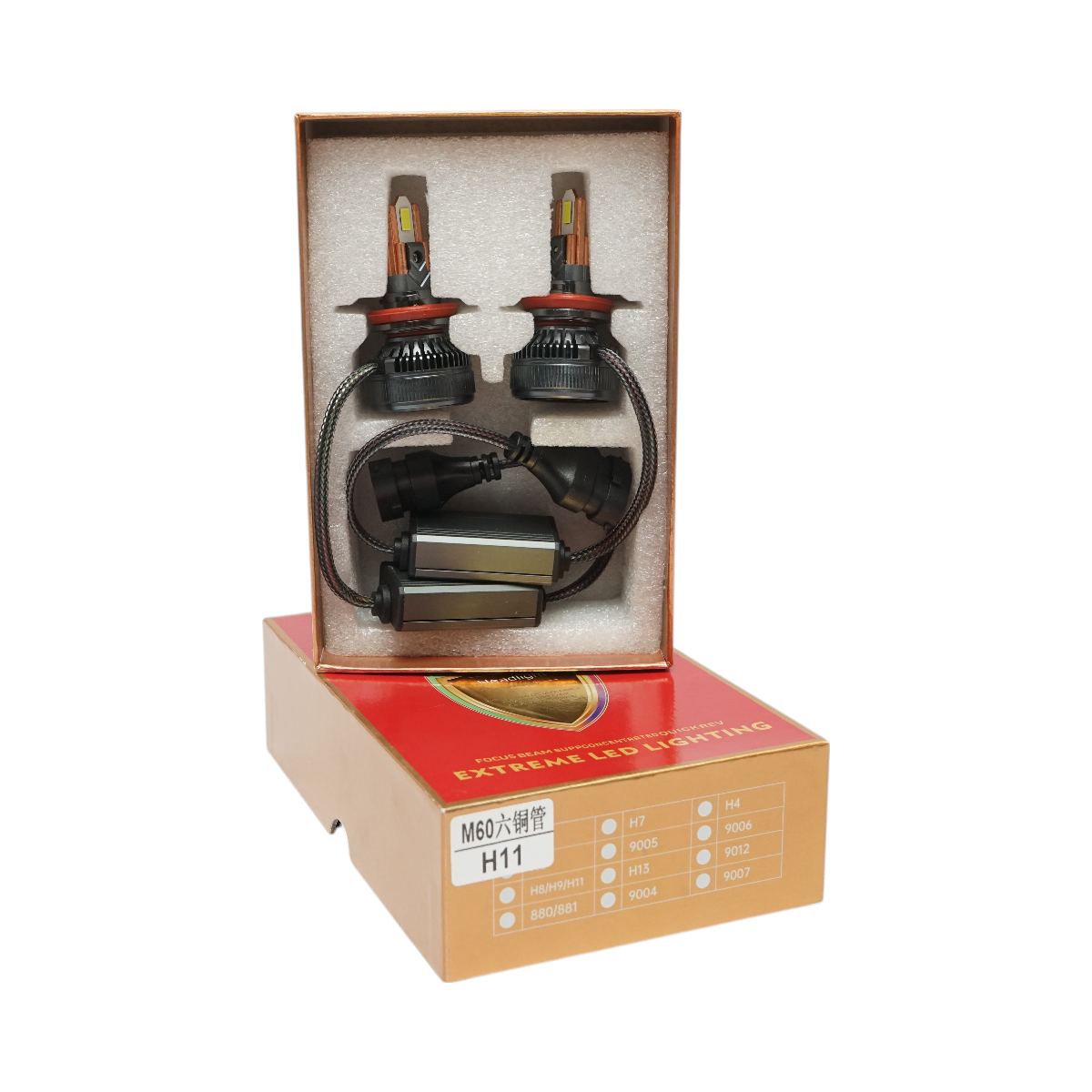 Set 2 becuri auto LED H11, 60W, 12-36V lumina alb rece