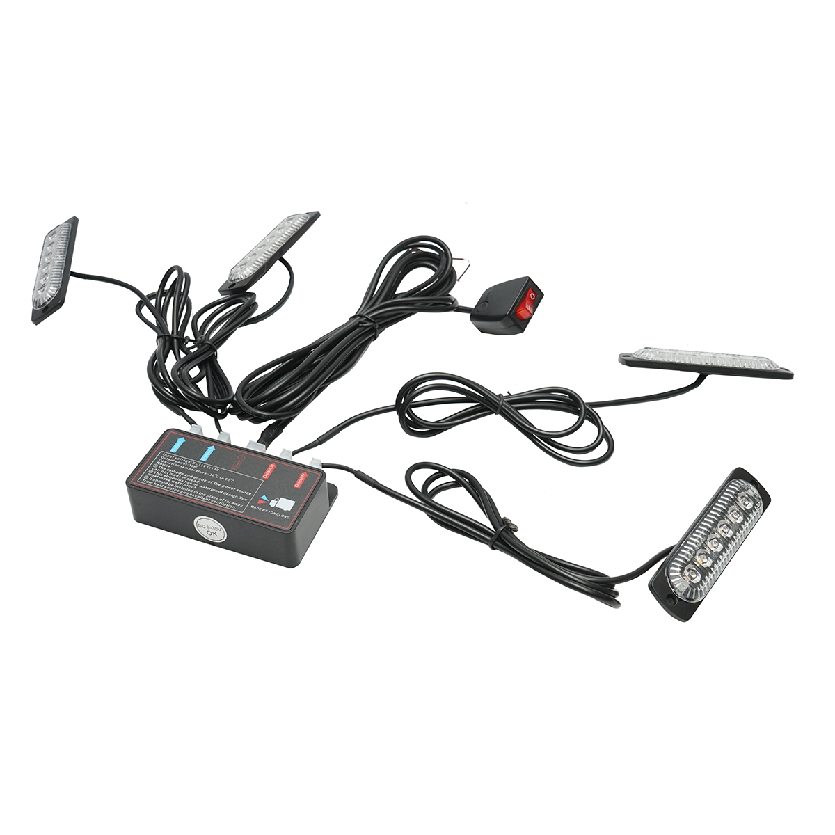 Set 4 lampi LED stroboscopice 24W, 12-24V galben, unitate control cu 4 module 110x28x12mm - imagine 3