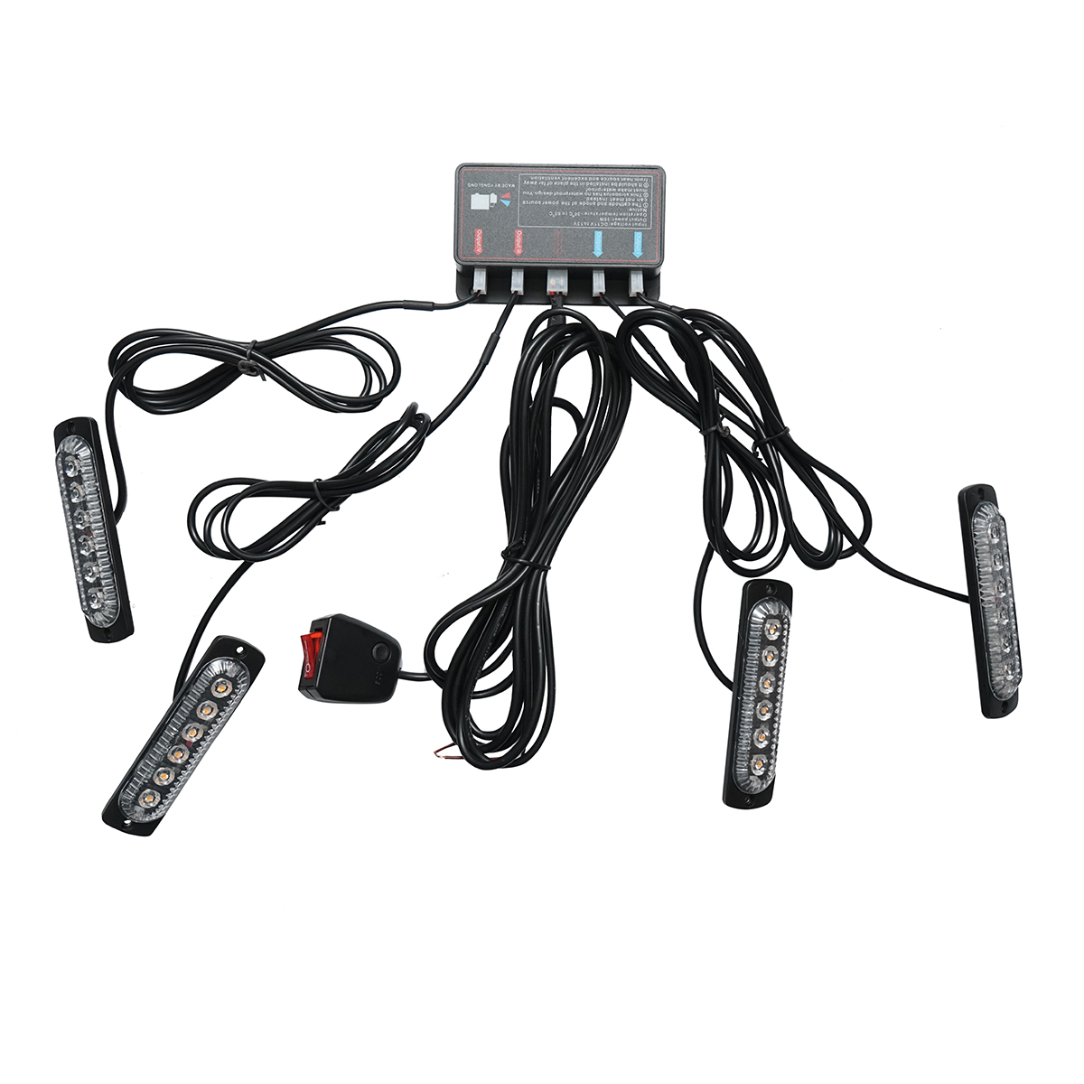 Set 4 lampi LED stroboscopice 24W, 12-24V galben, unitate control cu 4 module 110x28x12mm - imagine 2