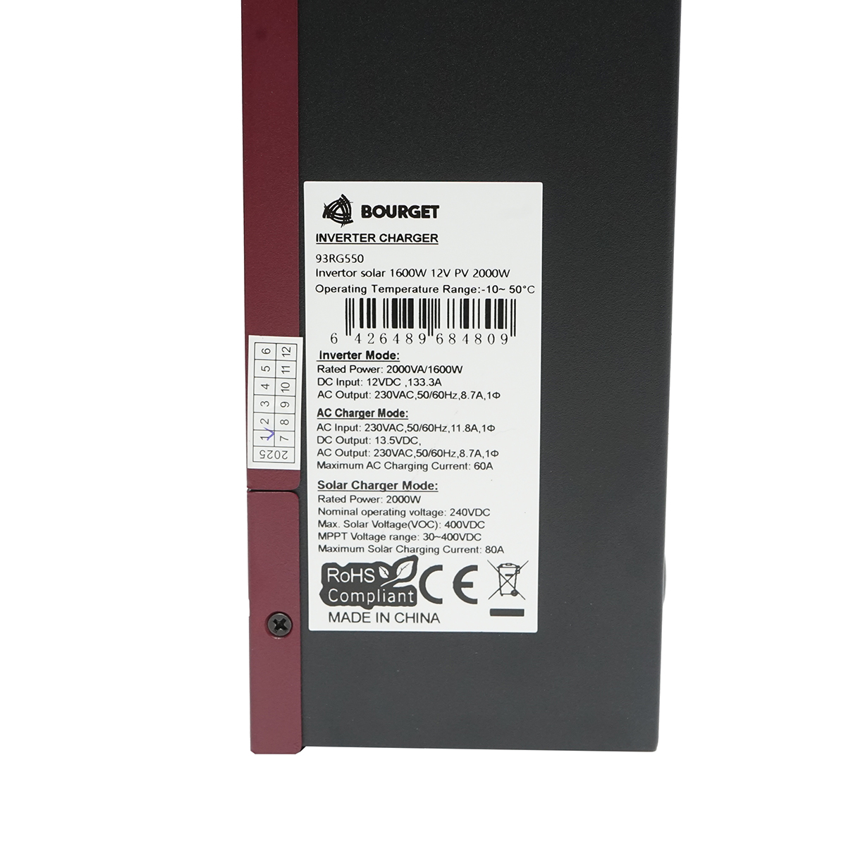 Invertor solar hibrid 1.6kW, 12V, MPPT 80A, monofazic, OFF-GRID, EVO-2000 Bourget - imagine 8