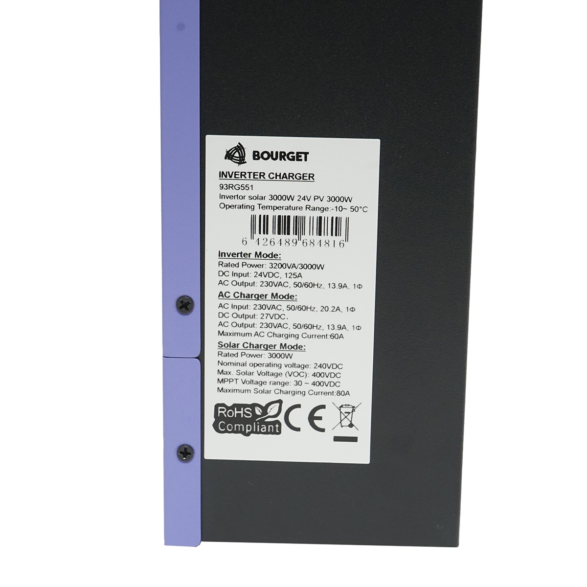 Invertor solar hibrid 3.0kW, 24V, MPPT 80A, monofazic, OFF-GRID, EVO-3200 Bourget - imagine 8