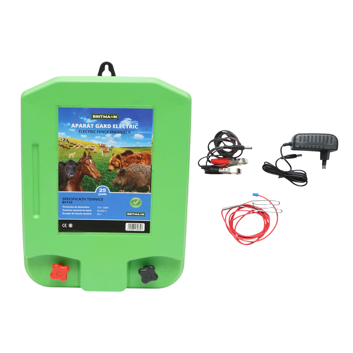 Aparat generator de impulsuri 25 Joule, 120km pentru gard electric 12-220V Britmann - imagine 7