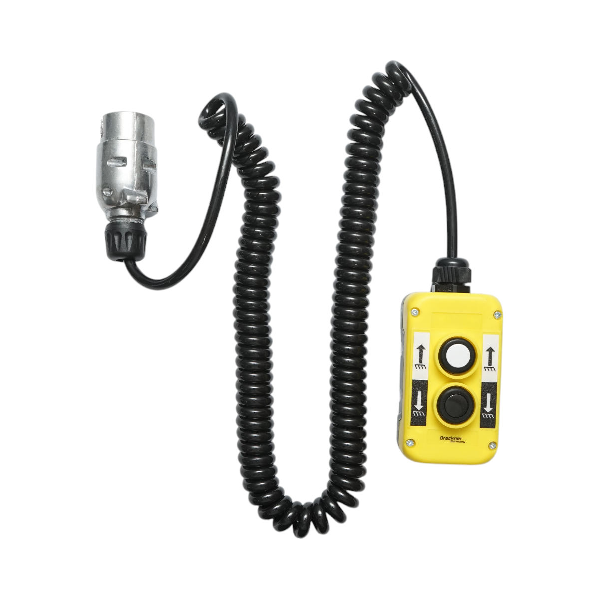 Telecomanda industriala cu 2 comenzi, cablu spiral si fisa priza 7 pini Breckner Germany