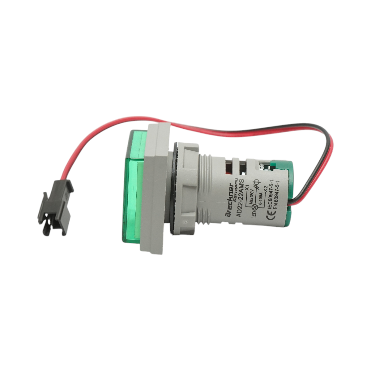 Indicator digital ampermetru LED verde 0-100A, 220V/380V Ø 22mm Breckner Germany - imagine 3