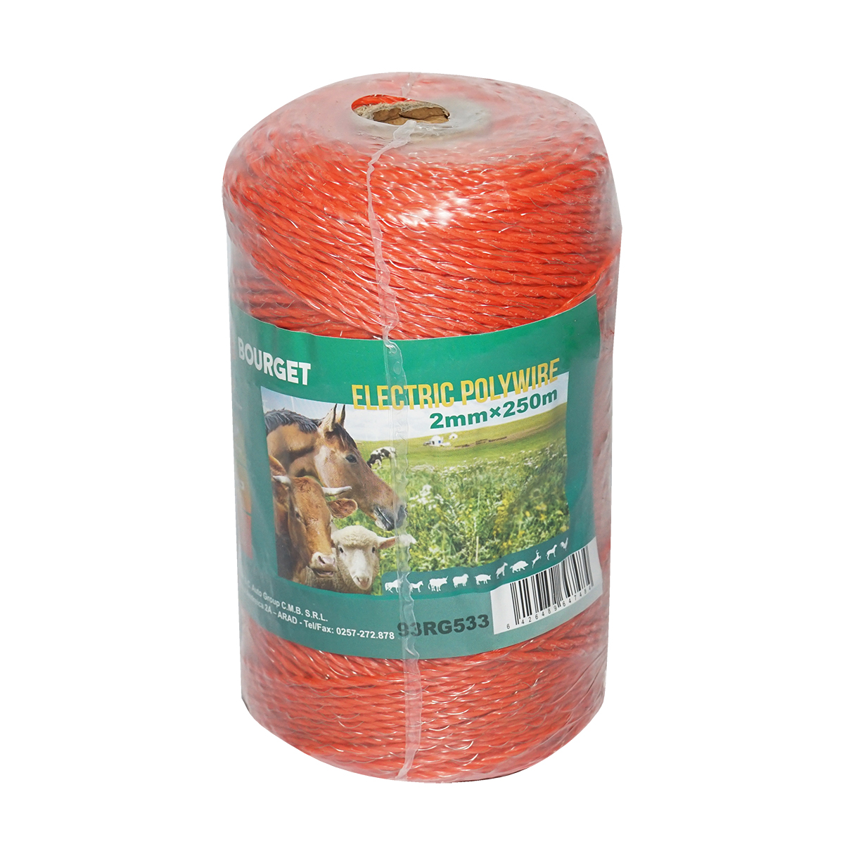 Rola fir portocalie fi 2mm 3x0.16mm SS, 250m gard electric, rezistenta 11 Ohm Bourget