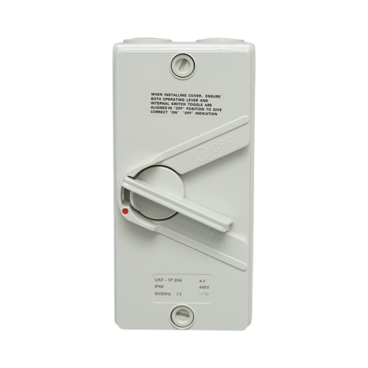 Intrerupator izolator 1P, 440V AC, 20A ON/OFF cu protectie IP66