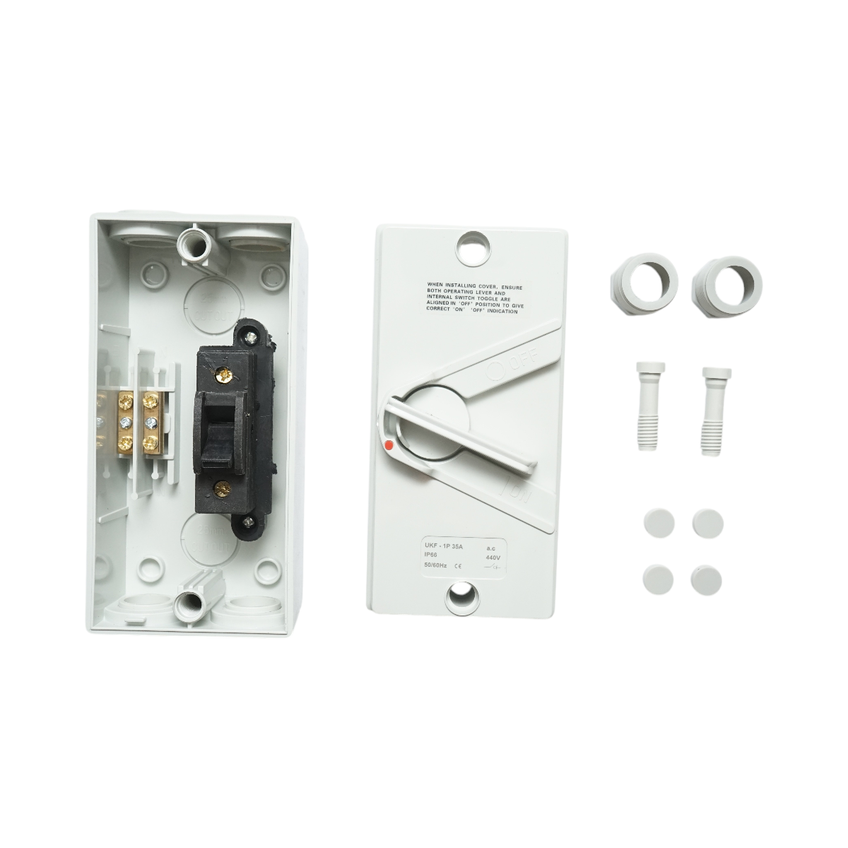 Intrerupator izolator 1P, 440V AC, 35A ON/OFF cu protectie IP66 - imagine 5