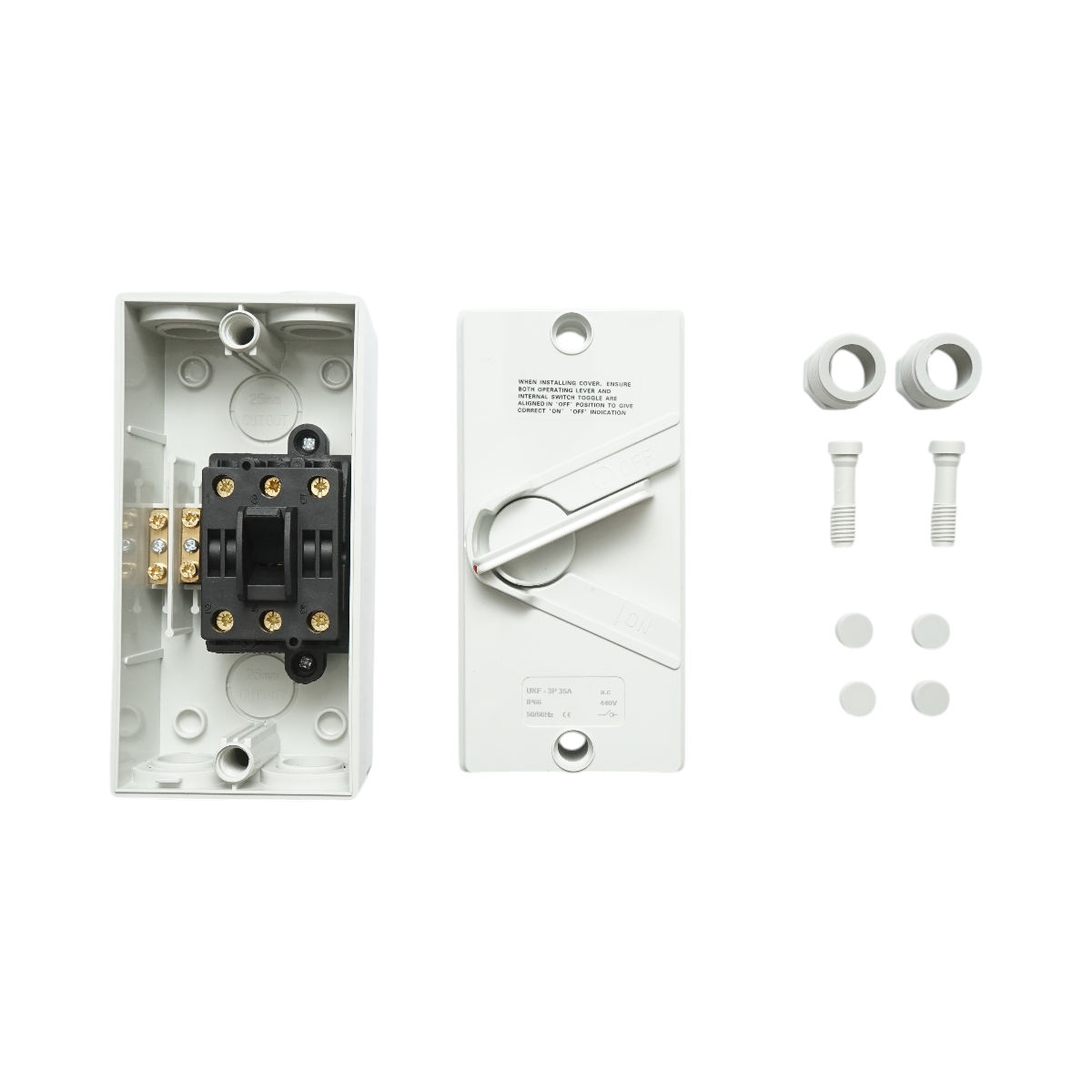 Intrerupator izolator 3P, 440V AC, 35A ON/OFF cu protectie IP66 - imagine 5