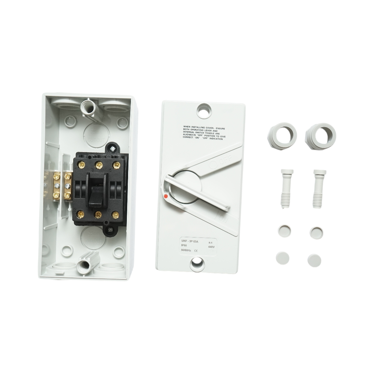 Intrerupator izolator 3P, 440V AC, 63A ON/OFF cu protectie IP66 - imagine 5