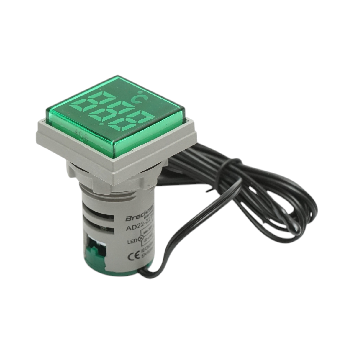 Indicator digital temperatura cu sonda LED verde 220V/380V AC Ø 22mm Breckner Germany - imagine 2