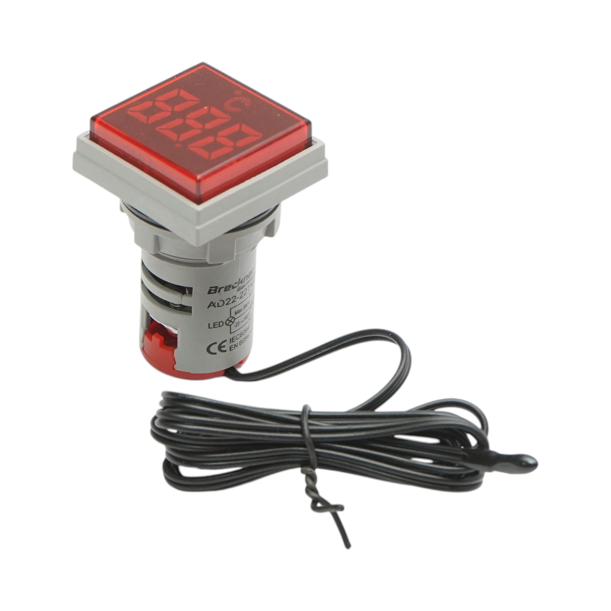 Indicator digital temperatura cu sonda LED rosu 220V/380V AC Ø 22mm Breckner Germany - imagine 2