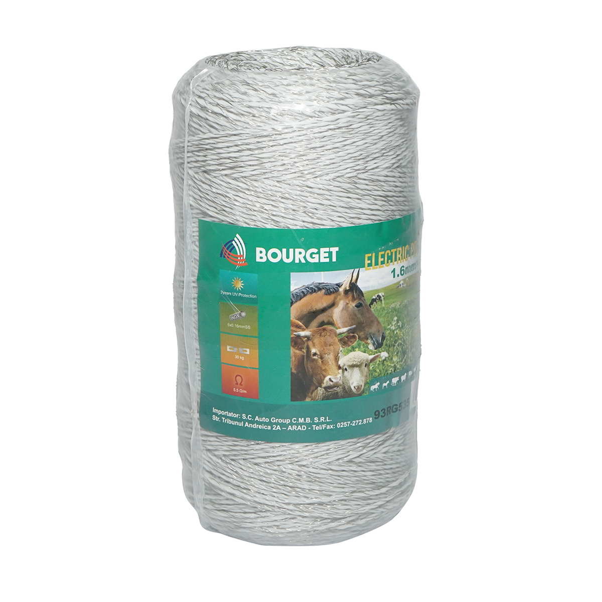 Rola fir alb fi 1.6mm 6x0.16mm SS, 400m gard electric, rezistenta 5.5 Ohm Bourget - imagine 2