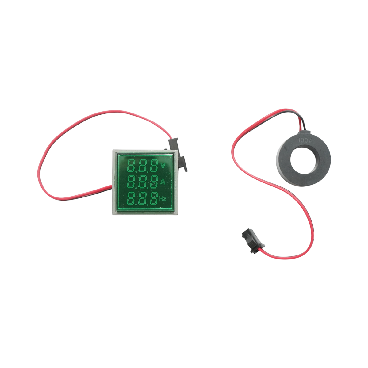 Indicator digital frecventa, ampermetru, voltmetru LED verde 0-99Hz/0-100A/50-500V AC Ø 22mm Breckner Germany - imagine 2