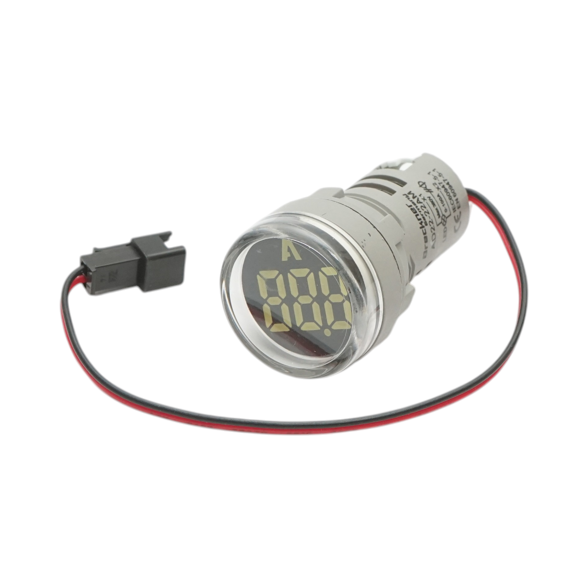 Indicator digital ampermetru LED alb 0-100A, 220V/380V Ø 22mm Breckner Germany - imagine 3